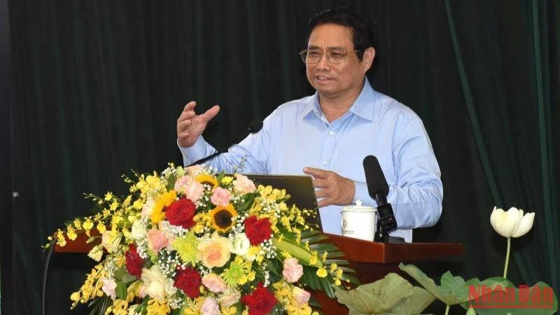 Thủ tướng Phạm Minh Chính phát biểu tại buổi làm việc. (Ảnh: Trần Hải)