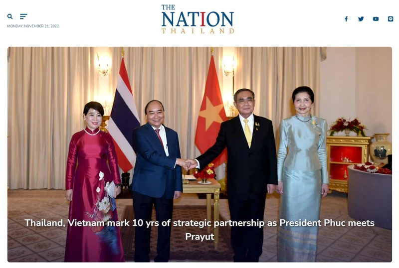 Báo chí Thái Lan đánh giá cao chuyến thăm của Chủ tịch nước Nguyễn Xuân Phúc