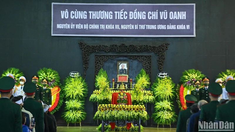 Lễ truy điệu đồng chí Vũ Oanh tại Nhà Tang lễ quốc gia, số 5 Trần Thánh Tông (Hà Nội).