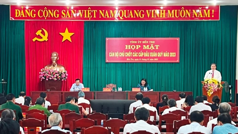 Cán bộ chủ chốt tỉnh Bến Tre tham dự buổi họp mặt đầu xuân Quý Mão 2023.