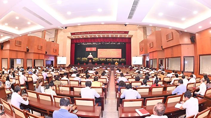 Thành ủy Thành phố Hồ Chí Minh tổ chức Hội nghị học tập, quán triệt, triển khai chuyên đề năm 2024. (Ảnh: Quốc Thanh)