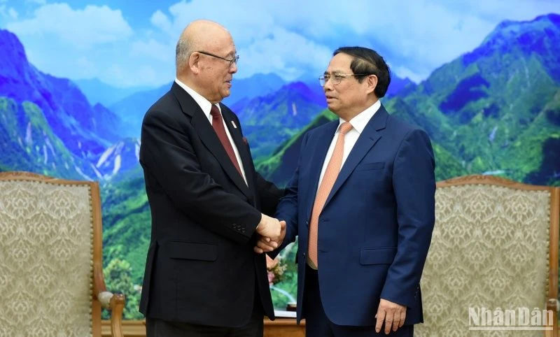 Thủ tướng Phạm Minh Chính đón ông Takebe Tsutomu, Cố vấn Đặc biệt Liên minh Nghị sĩ hữu nghị Nhật-Việt.