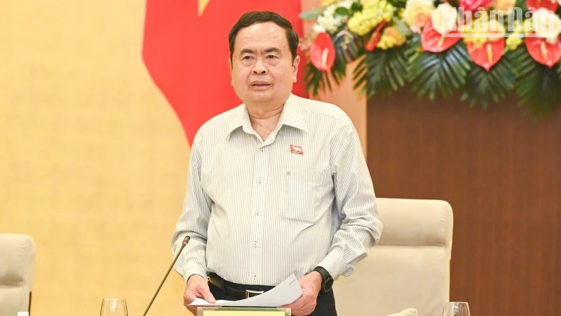 Chủ tịch Quốc hội Trần Thanh Mẫn phát biểu tại cuộc họp. (Ảnh Duy Linh)