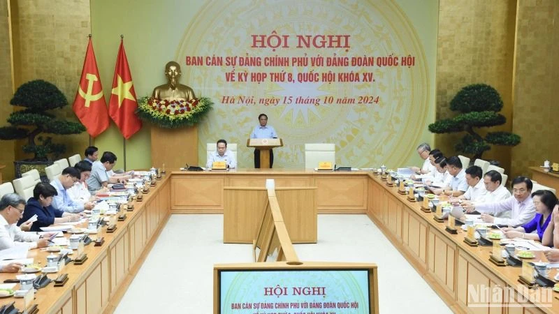 Thủ tướng Phạm Minh Chính và Chủ tịch Quốc hội Trần Thanh Mẫn đồng chủ trì Hội nghị. (Ảnh: Trần Hải)