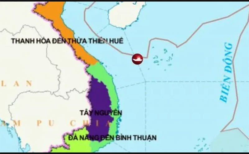 Vị trí tàu cá QNa-90187TS gặp nạn trên biển