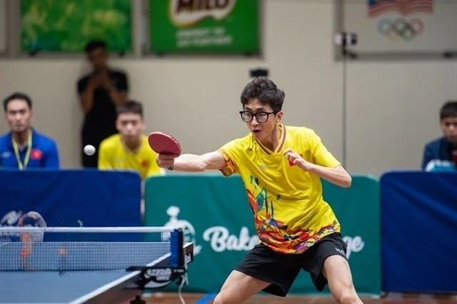 Nguyễn Duy Phong, tay vợt vừa đoạt Huy chương vàng bóng bàn U19 Đông Nam Á.(Ảnh: HOÀNG LAN)