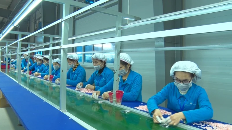 Công nhân trong Khu công nghiệp tỉnh Hà Nam trở lại làm việc sau kỳ nghỉ Tết.