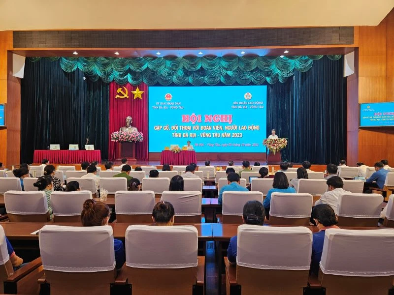Hội nghị gặp gỡ, đối thoại với đoàn viên, người lao động tỉnh Bà Rịa-Vũng Tàu năm 2023.