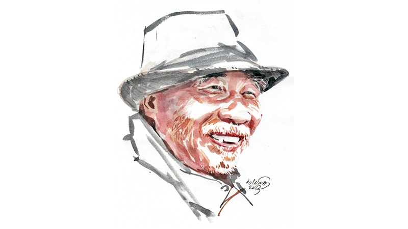 Ký họa chân dung nhà thơ Phạm Công Trứ của họa sĩ Đỗ Hoàng Tường.