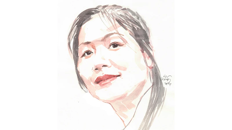 Ký họa chân dung nhà thơ Nguyễn Hồng của họa sĩ Đỗ Hoàng Tường.