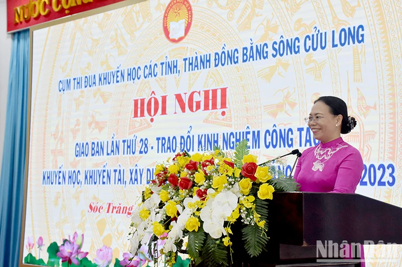 Phó Chủ tịch UBND tỉnh Sóc Trăng Huỳnh Thị Diễm Ngọc phát biểu chào mừng Hội nghị.