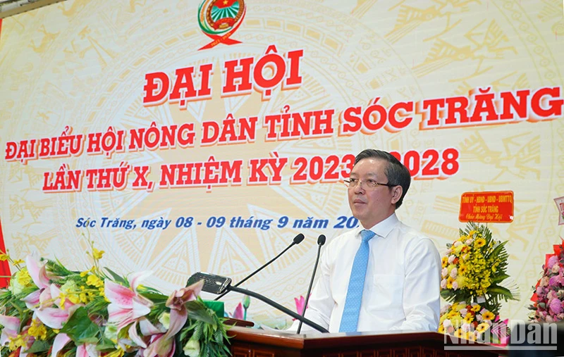 Chủ tịch Hội Nông dân Việt Nam Lương Quốc Đoàn phát biểu chỉ đạo Đại hội.