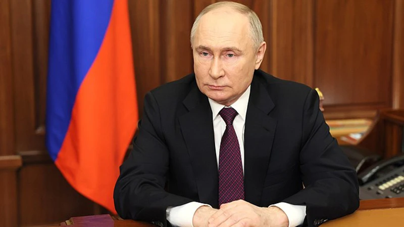 Tổng thống Vladimir Putin gửi thông điệp đến người dân. (Ảnh: Kremlin.ru)