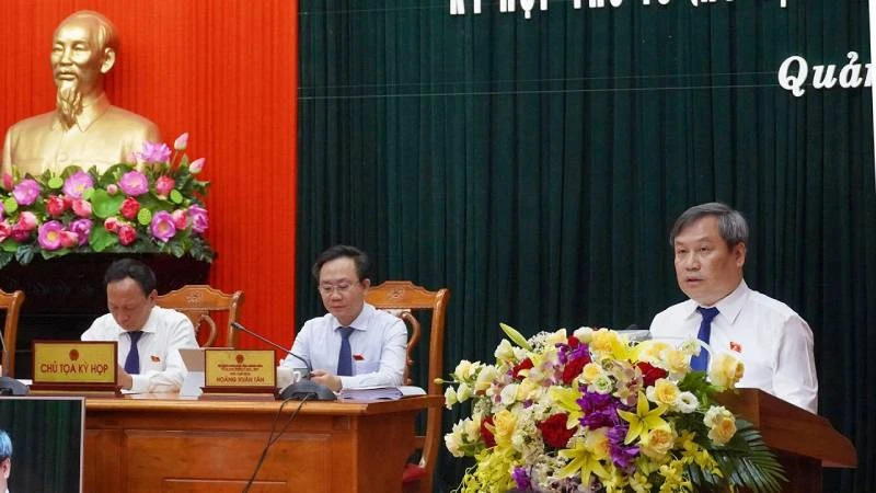 Bí thư Tỉnh ủy Quảng Bình Vũ Đại Thắng phát biểu tại kỳ họp thứ 10, Hội đồng nhân dân tỉnh khóa XVIII 