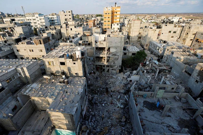 Nhà cửa bị phá hủy trong cuộc không kích của Israel tại Rafah, phía nam Dải Gaza, ngày 7/8/2022. (Ảnh: Reuters)