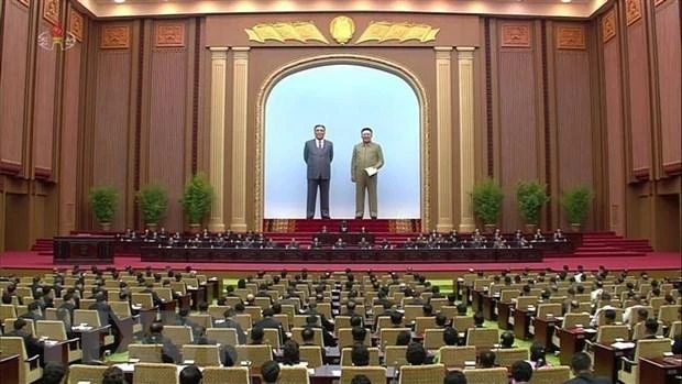 Hình ảnh 1 kỳ họp của Hội đồng Nhân dân tối cao (tức Quốc hội) Triều Tiên. (Ảnh: Yonhap/TTXVN)