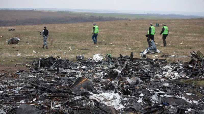 Hiện trường vụ rơi máy bay MH17 của hãng hàng không Malaysia Airlines ở miền đông Ukraine, ngày 11/11/2014. (Ảnh: AFP/TTXVN)