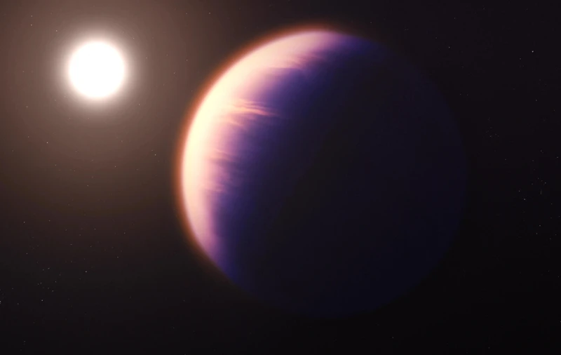 Hành tinh WASP-39b xoay quanh 1 ngôi sao giống Mặt Trời, cách Trái Đất 700 năm ánh sáng. (Ảnh minh họa: NASA) 