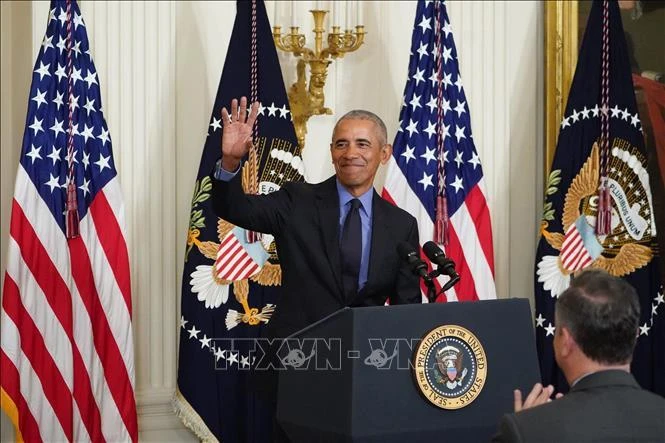 Cựu Tổng thống Mỹ Barack Obama phát biểu tại 1 sự kiện, ngày 5/4/2022. (Ảnh: AFP/TTXVN)