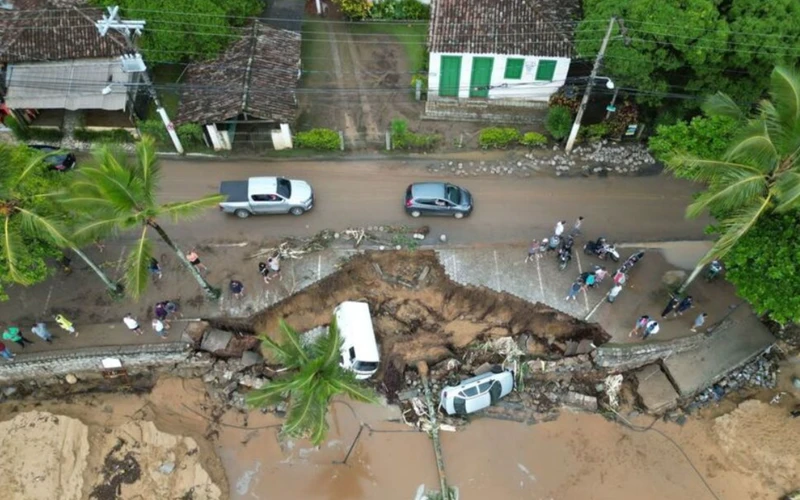 Thiệt hại do mưa lớn ở Ilhabela, Brazil, ngày 19/2/2023. (Ảnh: Reuters)