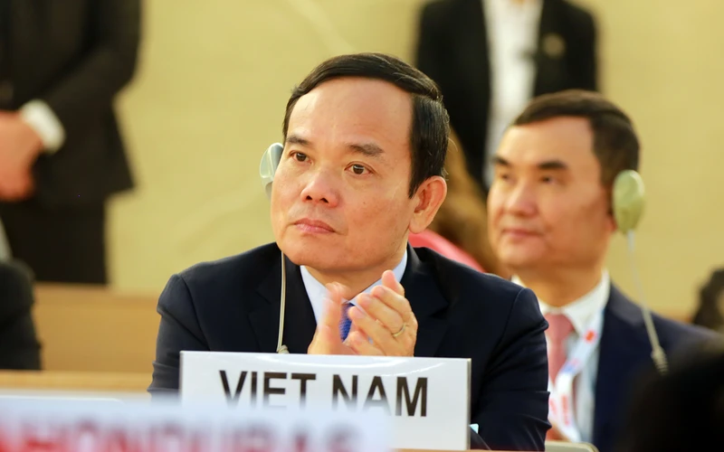 Phó Thủ tướng Chính phủ Trần Lưu Quang tham dự Khóa họp lần thứ 52 của Hội đồng Nhân quyền Liên hợp quốc tại Geneva, Thụy Sĩ. (Ảnh: VGP)
