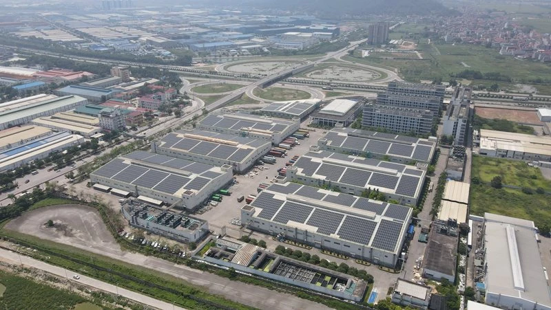 Một dự án điện mặt trời do Công ty CME Solar triển khai lắp đặt tại Công ty Hồng Hải Foxconn-Bắc Giang.