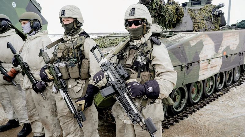 Binh sĩ tham gia một cuộc tập trận chung của quân đội Na Uy, Thụy Điển và Phần Lan ở Kautokeino, Phần Lan, ngày 9/3/2024. (Ảnh: Reuters) 