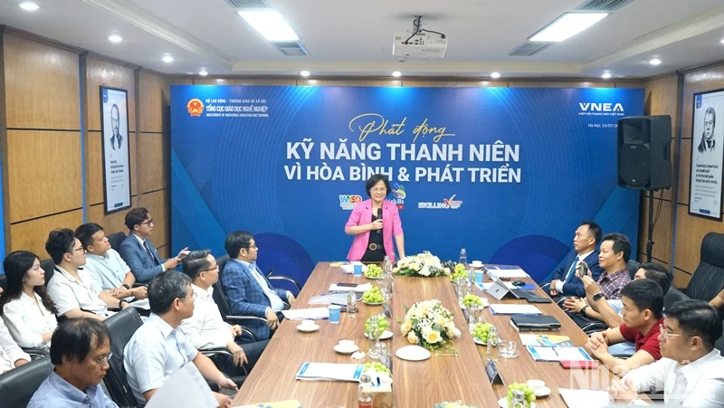 Quang cảnh lễ phát động Ngày Kỹ năng thanh niên thế giới 2024. (Ảnh: TRUNG HƯNG) 