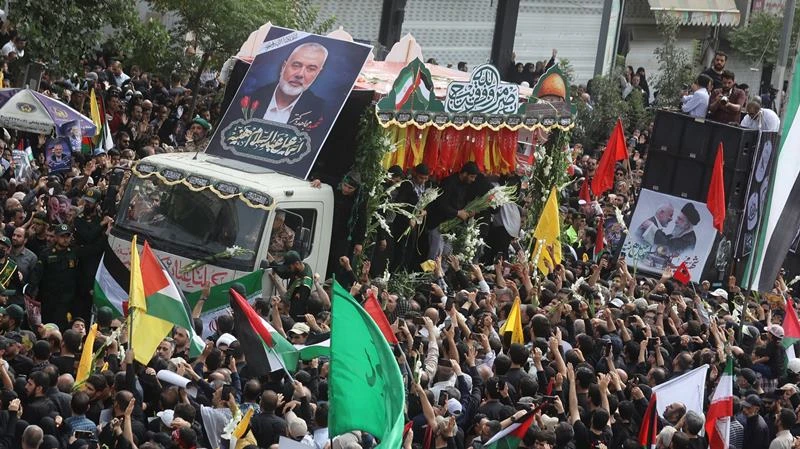 Lễ tang của thủ lĩnh Hamas bị ám sát Ismail Haniyeh, Tehran, Iran, ngày 1/8/2024. (Ảnh: WANA/Reuters) 