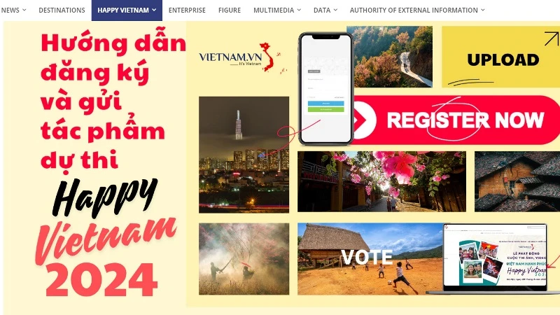 Trang chủ phẩm Cuộc thi ảnh, video “Việt Nam hạnh phúc - Happy Vietnam 2024” tại địa chỉ https://happy.vietnam.vn. (Ảnh chụp màn hình) 