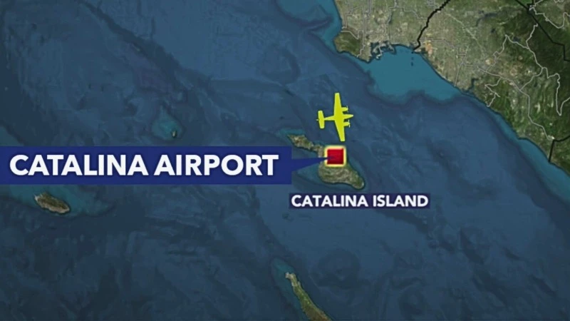 Bản đồ hiển thị vị trí của sân bay đảo Catalina. (Nguồn: KTLA)