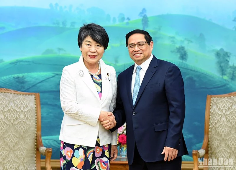Thủ tướng Phạm Minh Chính tiếp Bộ trưởng Ngoại giao Nhật Bản Kamikawa Yoko. (Ảnh: Trần Hải)