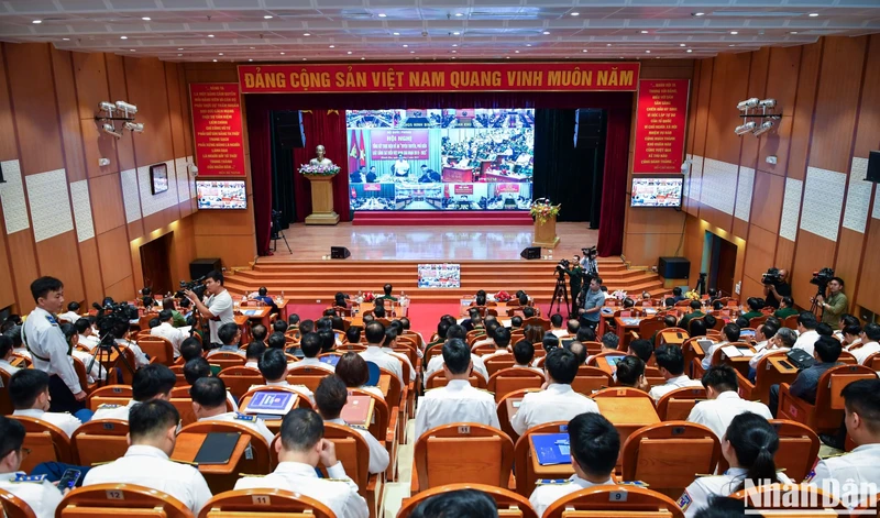Quang cảnh hội nghị Tổng kết thực hiện Đề án Tuyên truyền, phổ biến Luật Cảnh sát biển Việt Nam giai đoạn 2019-2023.