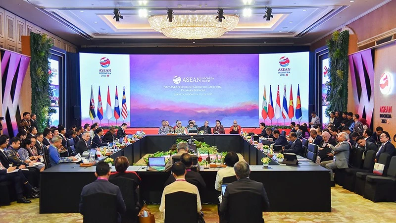 Đoàn Việt Nam đóng góp tích cực tại Hội nghị Bộ trưởng Ngoại giao ASEAN lần thứ 56. (Ảnh BỘ NGOẠI GIAO).