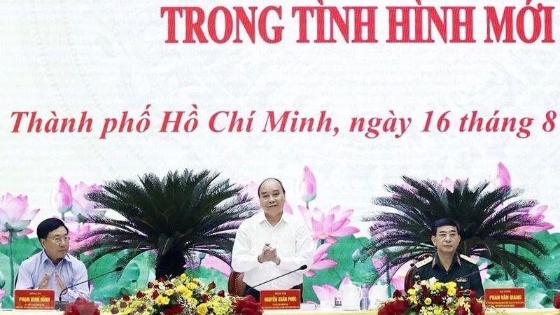 Chủ tịch nước Nguyễn Xuân Phúc tại Hội thảo. (Ảnh: Thống Nhất/TTXVN)
