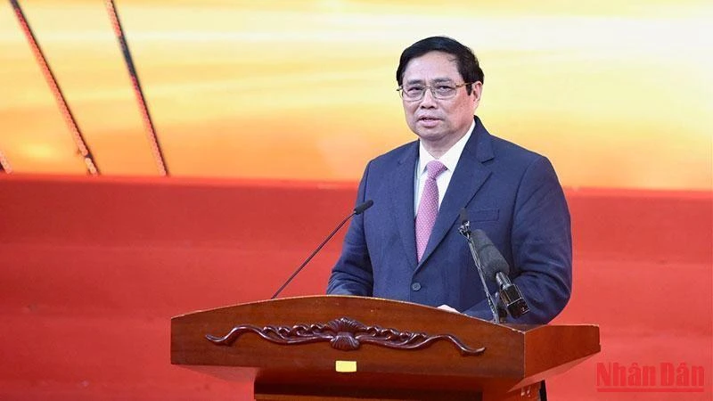 Thủ tướng Phạm Minh Chính phát biểu tại Lễ kỷ niệm. (Ảnh: TRẦN HẢI)