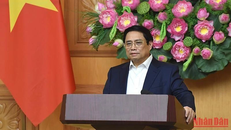 Thủ tướng Phạm Minh Chính phát biểu tại buổi gặp mặt. (Ảnh: TRẦN HẢI)