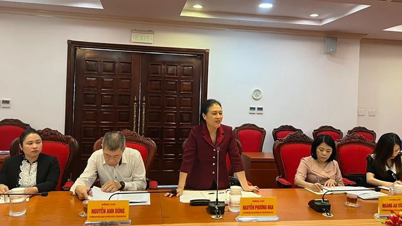 Bà Nguyễn Phương Nga phát biểu tại buổi làm việc.
