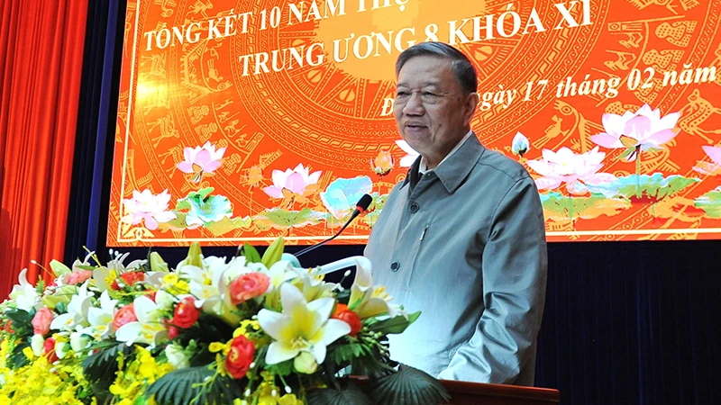 Bộ trưởng Công an Tô Lâm phát biểu chỉ đạo tại hội nghị.