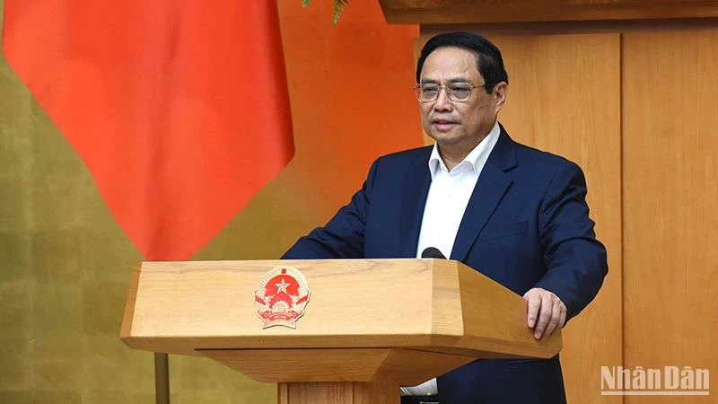 Thủ tướng Phạm Minh Chính phát biểu khai mạc Phiên họp Chính phủ chuyên đề về xây dựng pháp luật tháng 11/2023.