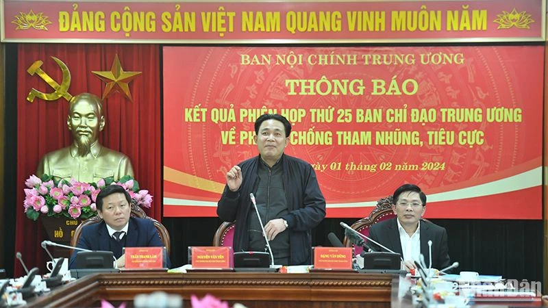 Đồng chí Nguyễn Văn Yên, Phó Trưởng Ban Nội chính Trung ương phát biểu tại buổi làm việc. (Ảnh: ĐĂNG KHOA)
