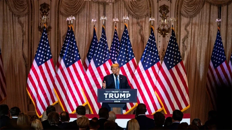 Cựu Tổng thống Mỹ Donald Trump tại sự kiện bầu cử "Siêu thứ Ba" ở bang Florida ngày 5/3. (Ảnh: AFP/TTXVN)