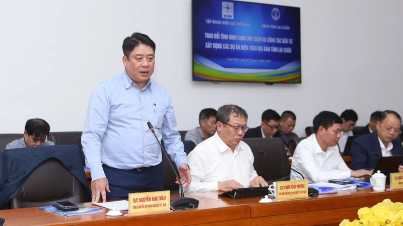 Lãnh đạo Tập đoàn Điện lực Việt Nam phát biểu tại buổi làm việc.