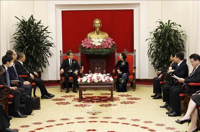 Trưởng Ban Tổ chức Trung ương Trương Thị Mai đánh giá cao JBIC luôn tích cực hỗ trợ, thúc đẩy nhiều dự án đầu tư của Nhật Bản vào Việt Nam - Ảnh: TTXVN