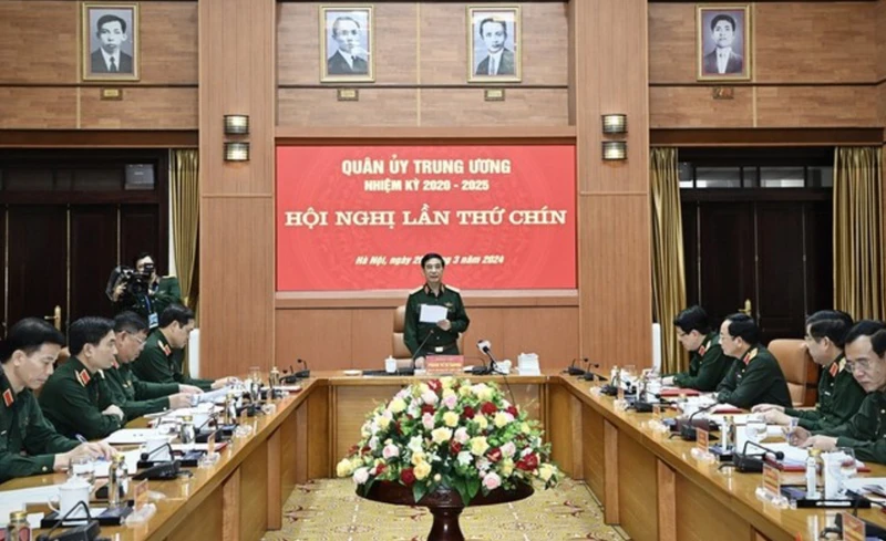 Ðại tướng Phan Văn Giang, Ủy viên Bộ Chính trị, Phó Bí thư Quân ủy Trung ương, Bộ trưởng Bộ Quốc phòng chủ trì hội nghị. Ảnh: chinhphu.vn.