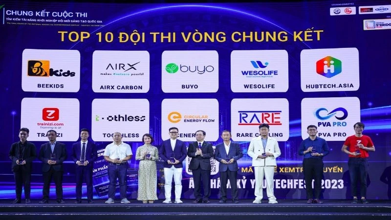 Các đội dự thi Vòng chung kết tại Cuộc thi Tìm kiếm tài năng khởi nghiệp sáng tạo Quốc gia năm 2023.