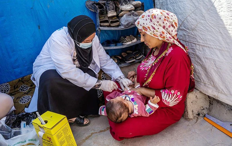 Tiêm vắc-xin cho trẻ em tại vùng Kurdistan, Iraq. (Ảnh UNICEF)