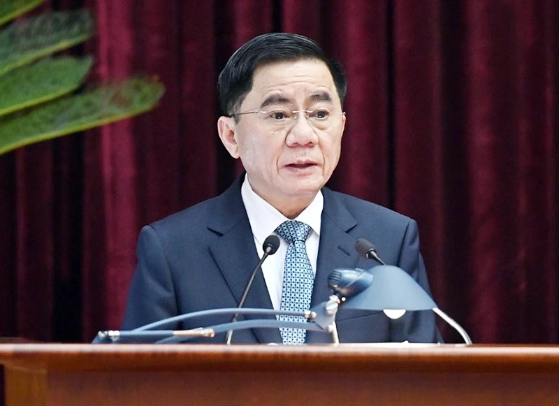 Đồng chí Trần Cẩm Tú phát biểu tại Hội nghị toàn quốc Tổng kết công tác kiểm tra, giám sát năm 2022; triển khai nhiệm vụ năm 2023 do Ban Bí thư Trung ương Đảng tổ chức.