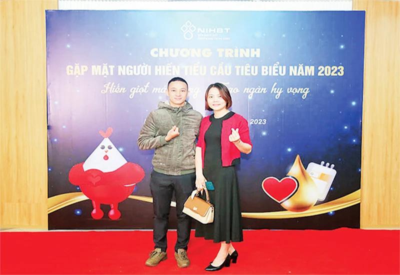 Anh Nguyễn Văn Thanh tham gia chương trình "Gặp mặt người hiến tiểu cầu tiêu biểu" năm 2023. (Ảnh Viện Huyết học)