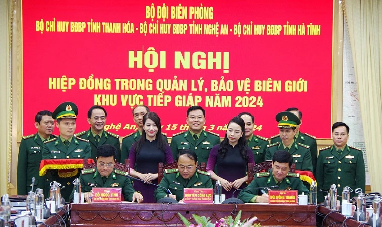 Bộ đội Biên phòng ba tỉnh Nghệ An, Thanh Hóa, Hà Tĩnh ký kết hiệp đồng năm 2024.